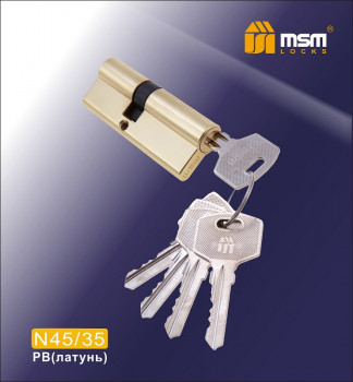 Цилиндровый механизм, латунь Простой ключ-ключ N45/35 мм