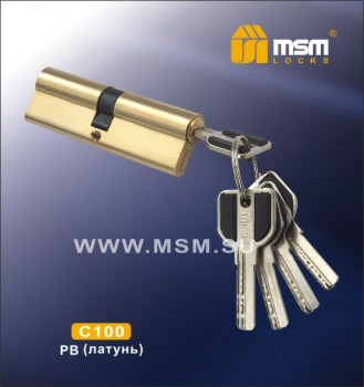 Цилиндровый механизм, латунь Перфо ключ-ключ C100 мм
